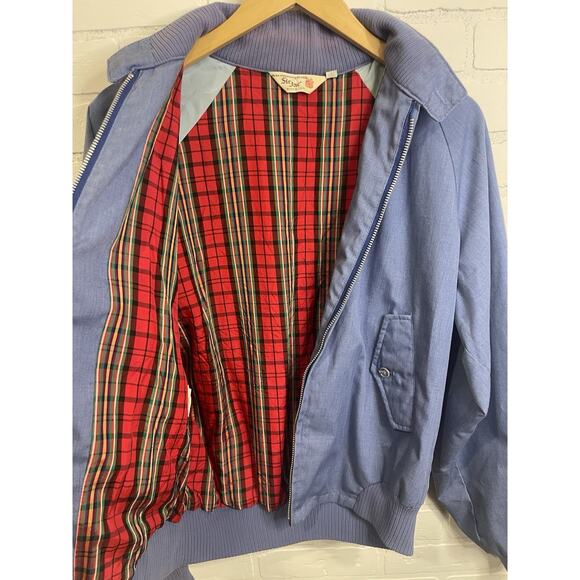 Vintage Mens #40 | Sir Jac Jacket | Light Blue Bomber Jacket | Red Plaid Lined - Picture 8 of 8